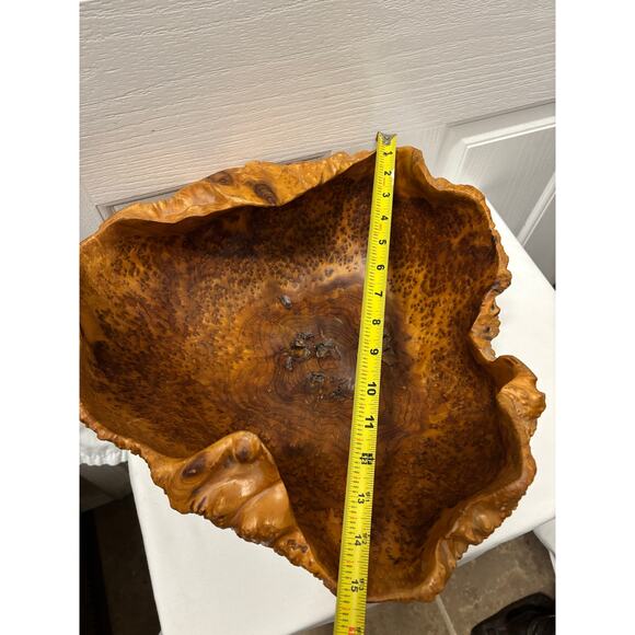 Hand-Carved Manzanita Burl Wood Bowl  Signed Sculptural Bowl 15" Approx. - Picture 6 of 14